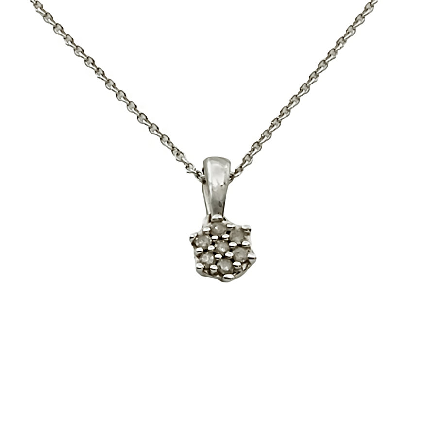 9ct White Gold Diamond Pendant with Chain